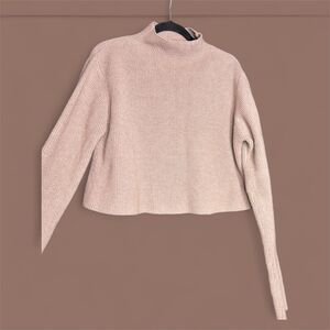 Dress Forum Women's Chocolate Brown Mock Neck Cropped Ribbed Sweater